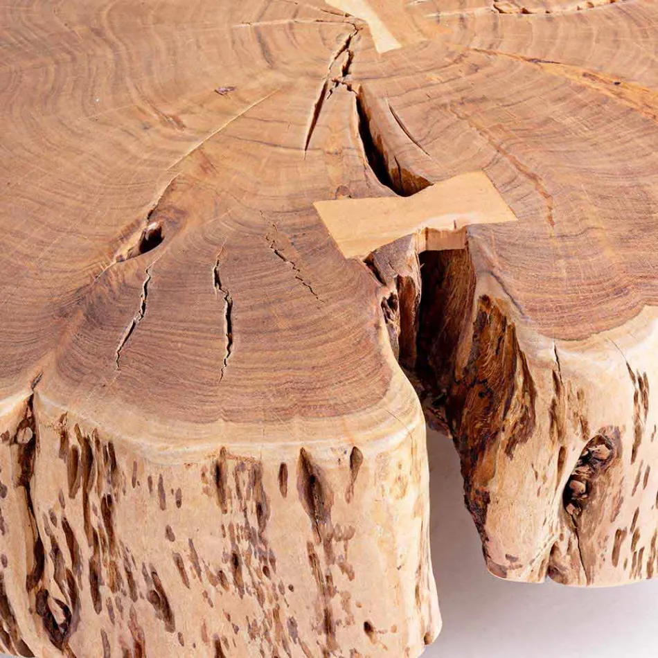 Homemotion Soffbord med formad topp i akaciaträ - Nabucco Viadurini