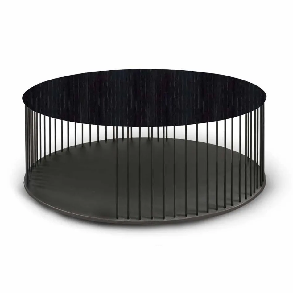 Soffbord med rund träskiva tillverkad i Italien - Montebianco Viadurini