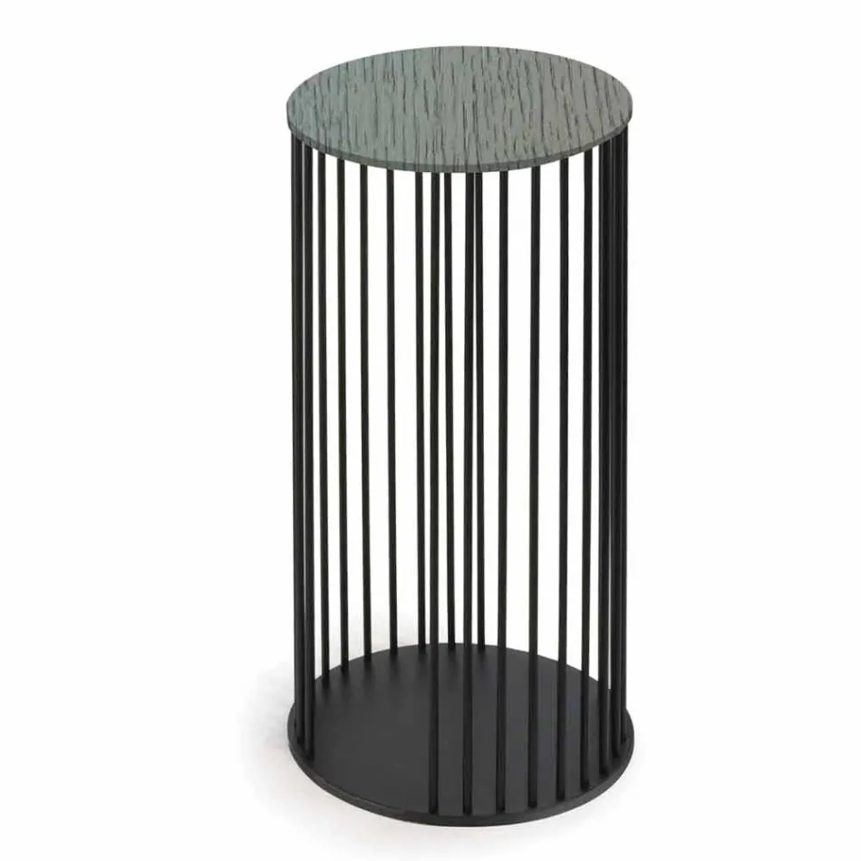 Soffbord med rund träskiva tillverkad i Italien - Montebianco Viadurini