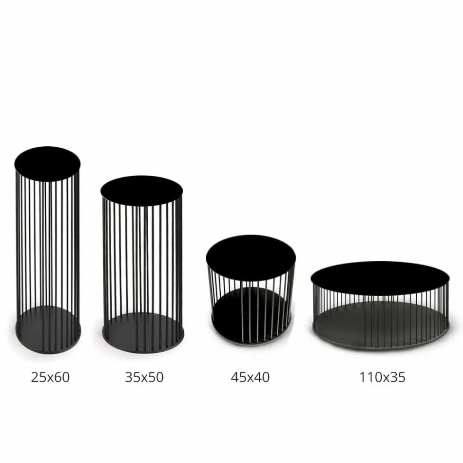 Soffbord med rund träskiva tillverkad i Italien - Montebianco Viadurini