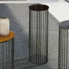 Soffbord med rund träskiva tillverkad i Italien - Montebianco Viadurini