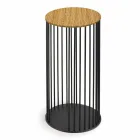 Soffbord med rund träskiva tillverkad i Italien - Montebianco Viadurini