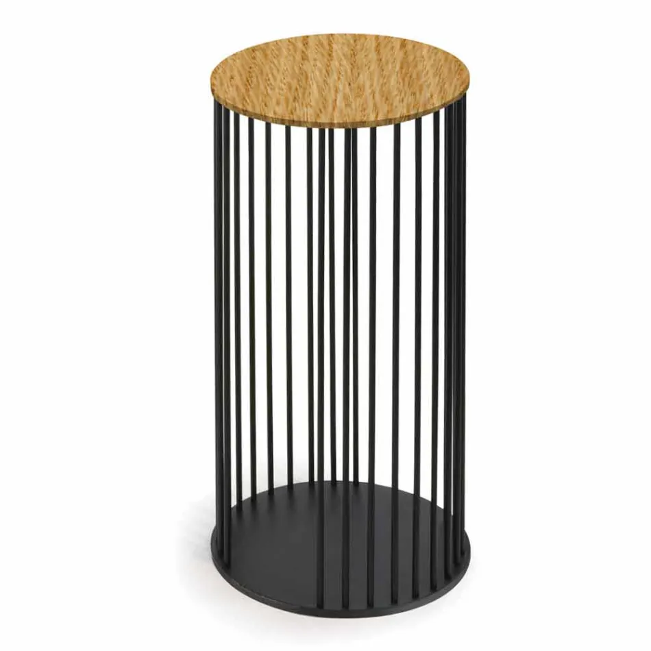 Soffbord med rund träskiva tillverkad i Italien - Montebianco Viadurini