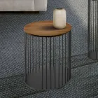 Soffbord med rund träskiva tillverkad i Italien - Montebianco Viadurini