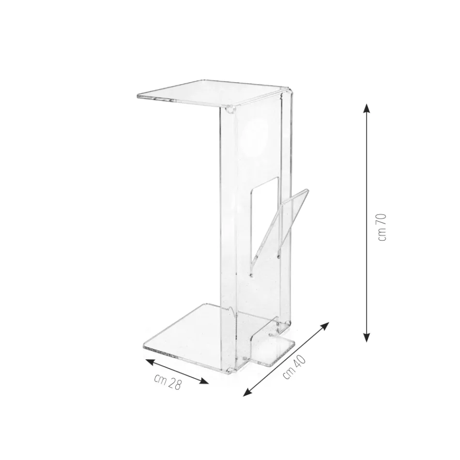 Soffbord med tidningsställ i plexiglas Tillverkat i Italien - Belle Viadurini