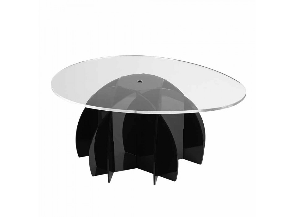 Soffbord med hylla och transparent svart bas / satin Phil Viadurini