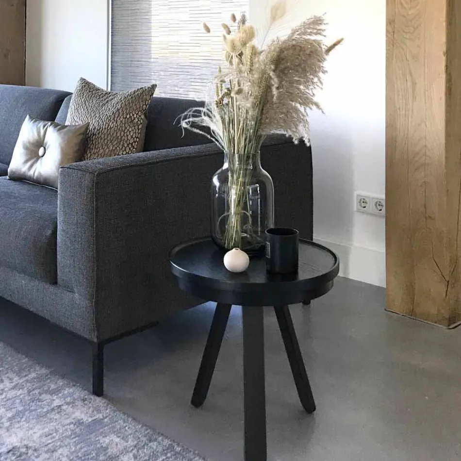 Design Soffbord med rund topp och ben i massivt trä - Salerno Viadurini