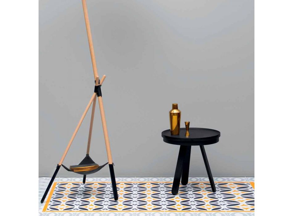 Design Soffbord med rund topp och ben i massivt trä - Salerno Viadurini