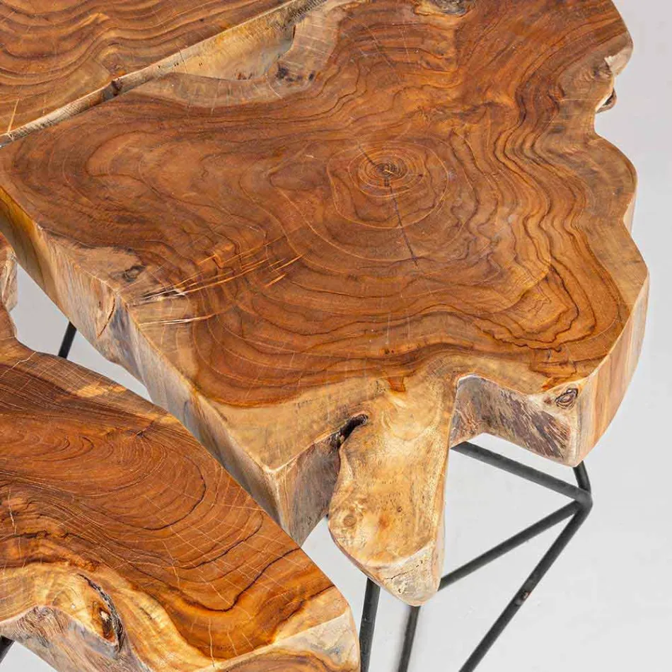 Homemotion Design Soffbord med Teak Top - Grillo Viadurini