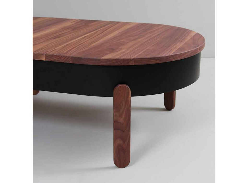 Design Soffbord i massivt trä och lackerad metall - Salerno Viadurini
