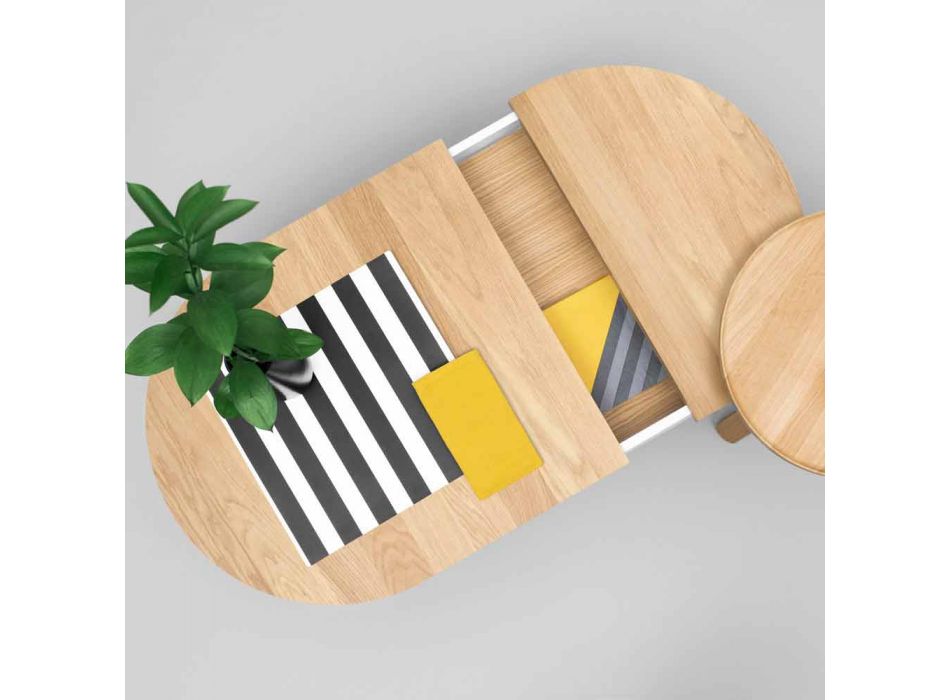 Design Soffbord i massivt trä och lackerad metall - Salerno Viadurini