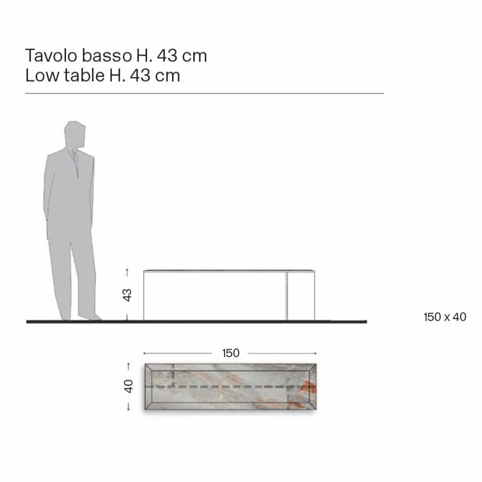 Design Soffbord i marmor med glasbas Tillverkad i Italien - Molino Viadurini