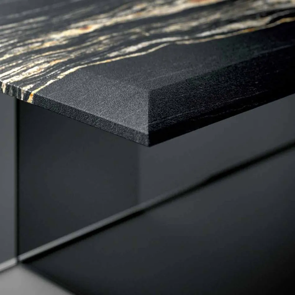 Design Soffbord i marmor med glasbas Tillverkad i Italien - Molino Viadurini