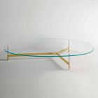 Design Soffbord i glas med metallbas Tillverkad i Italien - Cinci Viadurini