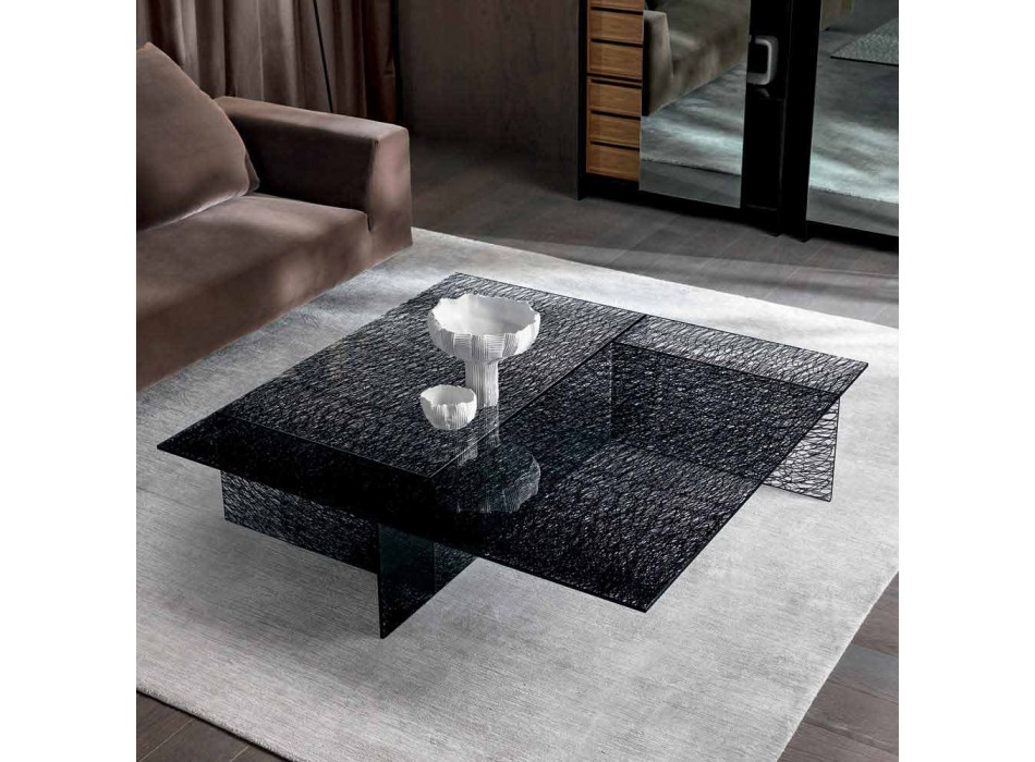 Design soffbord Extralight dekorerat glas tillverkat i Italien - Sestola Viadurini