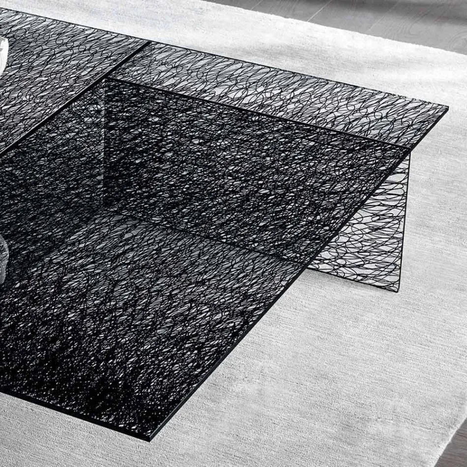 Design soffbord Extralight dekorerat glas tillverkat i Italien - Sestola Viadurini