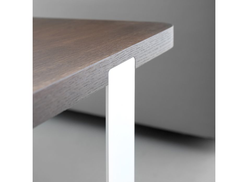 Lyxigt soffbord i färgad metall och träskiva - Anacleto Viadurini