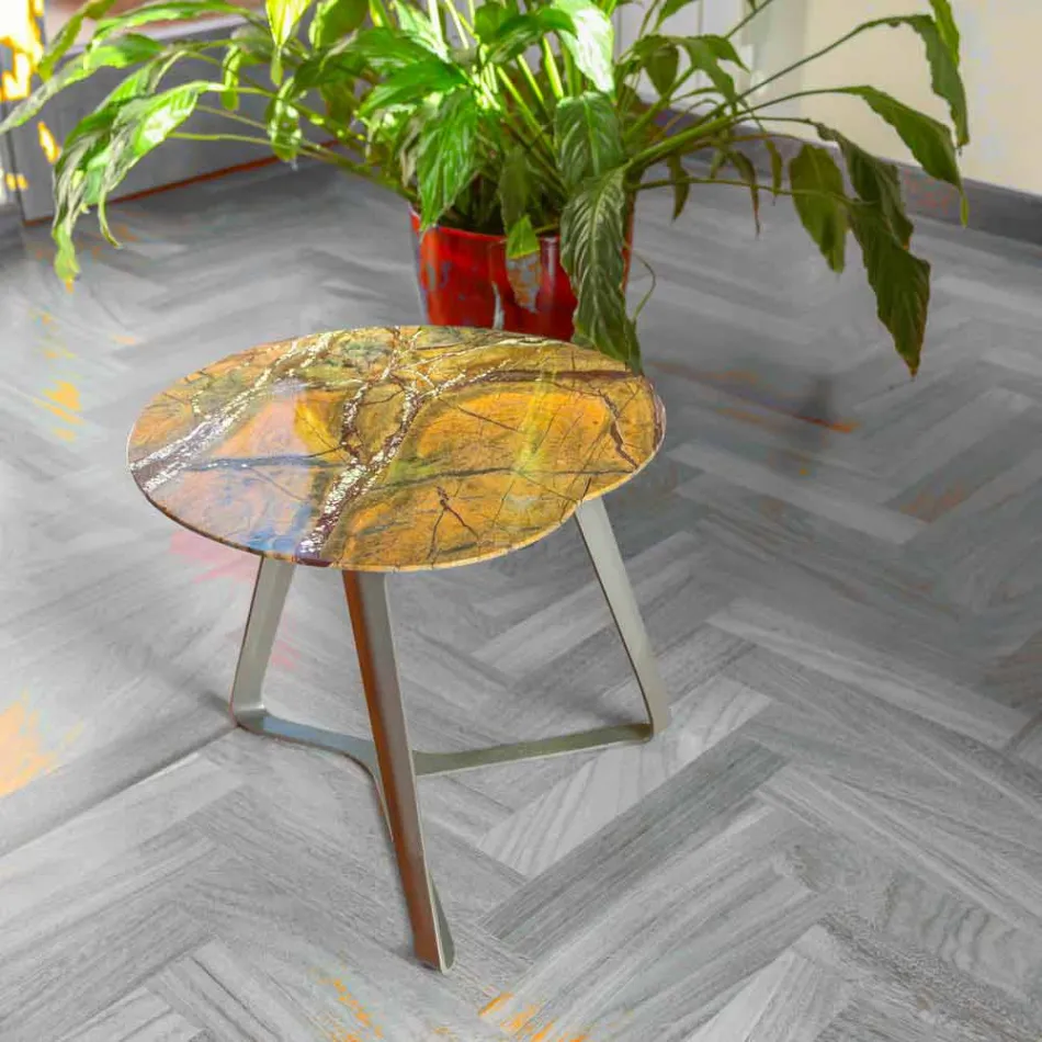 Soffbord Handgjord i marmor och stål Tillverkad i Italien - Prince Viadurini