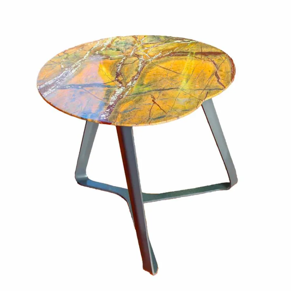 Soffbord Handgjord i marmor och stål Tillverkad i Italien - Prince Viadurini