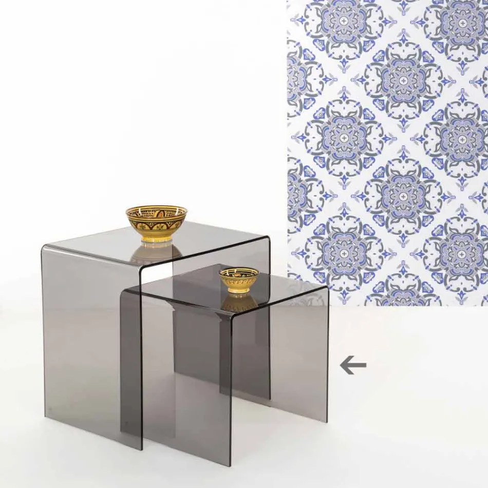 Soffbord rökt modern 40x40cm Terry Small, tillverkade i Italien Viadurini