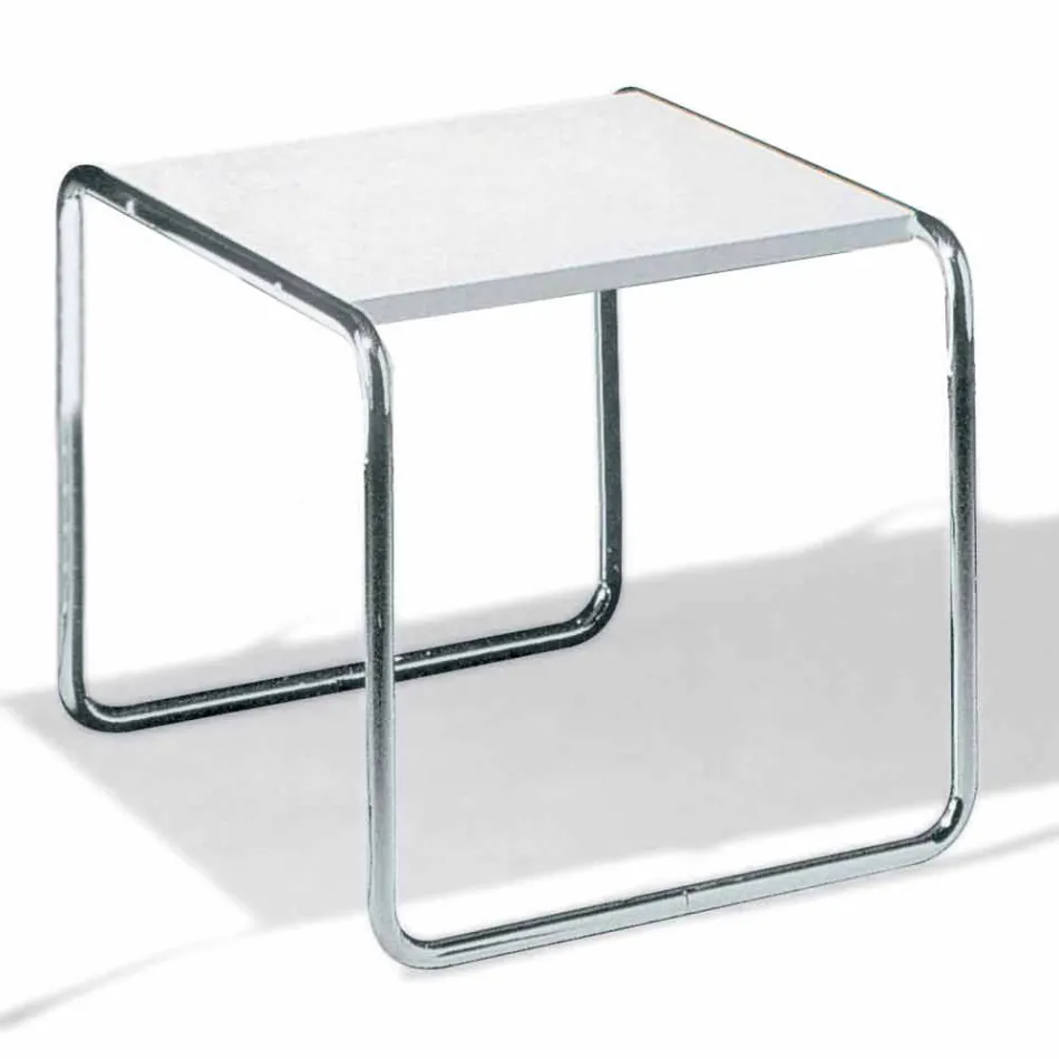 Soffbord i förkromat stål med laminerad topp tillverkad i Italien - Ariete Viadurini