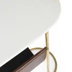 Soffbord i stål och marmor med lädertidningsställ - Aretone Viadurini