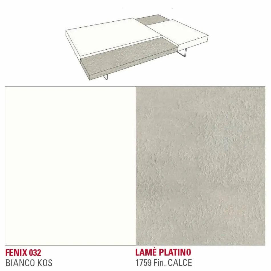 Fenix Soffbord med Transparent Fötter Tillverkat i Italien - Justin Viadurini