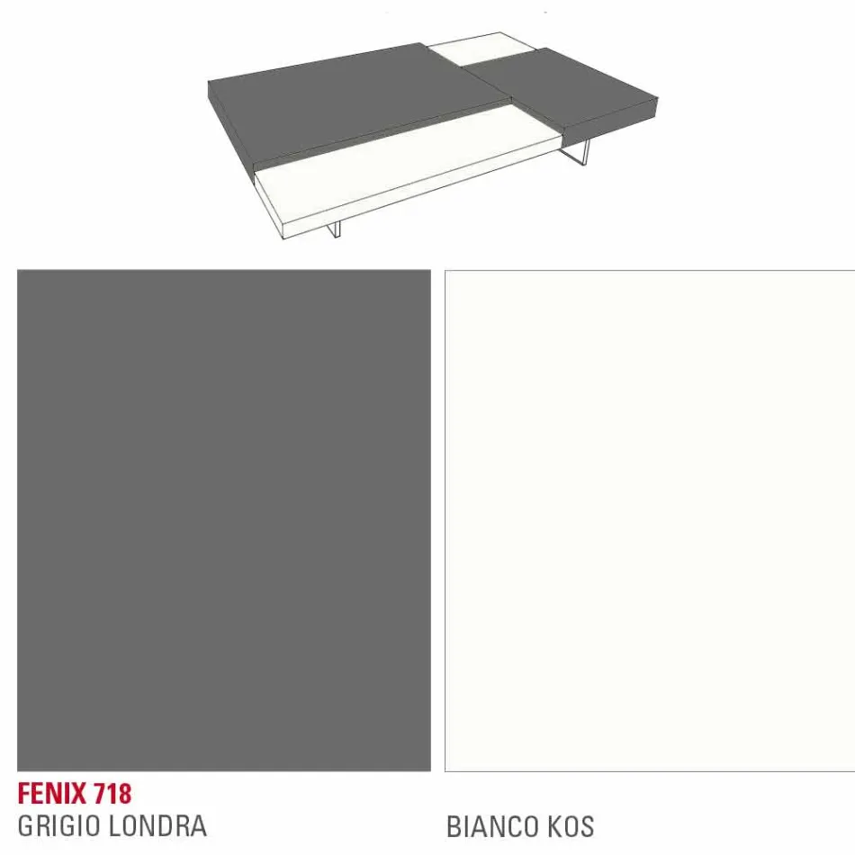 Fenix Soffbord med Transparent Fötter Tillverkat i Italien - Justin Viadurini