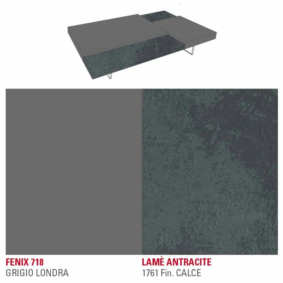 Fenix Soffbord med Transparent Fötter Tillverkat i Italien - Justin Viadurini