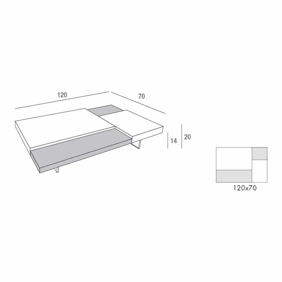 Fenix Soffbord med Transparent Fötter Tillverkat i Italien - Justin Viadurini