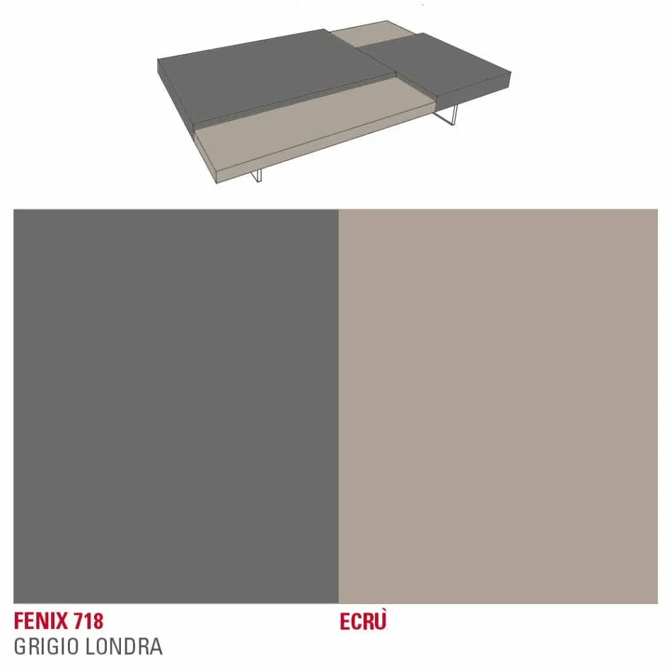 Fenix Soffbord med Transparent Fötter Tillverkat i Italien - Justin Viadurini