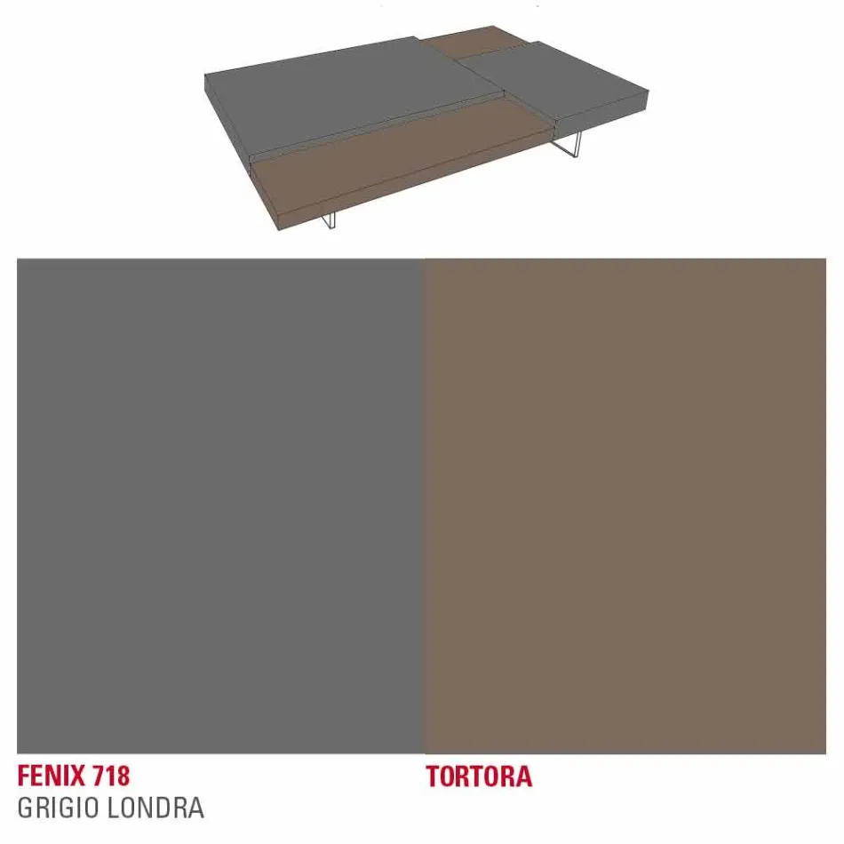 Fenix Soffbord med Transparent Fötter Tillverkat i Italien - Justin Viadurini