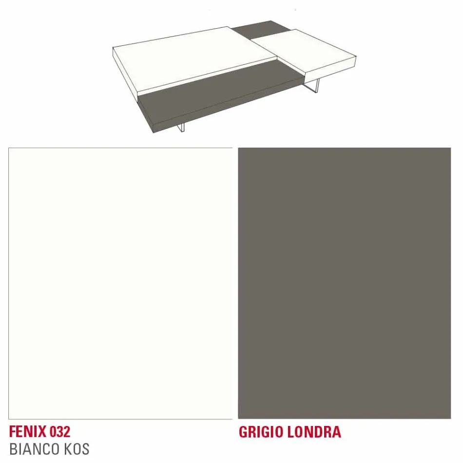 Fenix Soffbord med Transparent Fötter Tillverkat i Italien - Justin Viadurini