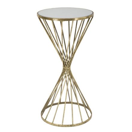 Soffbord med förgylld järn med spegelplatta - Aprikos Viadurini