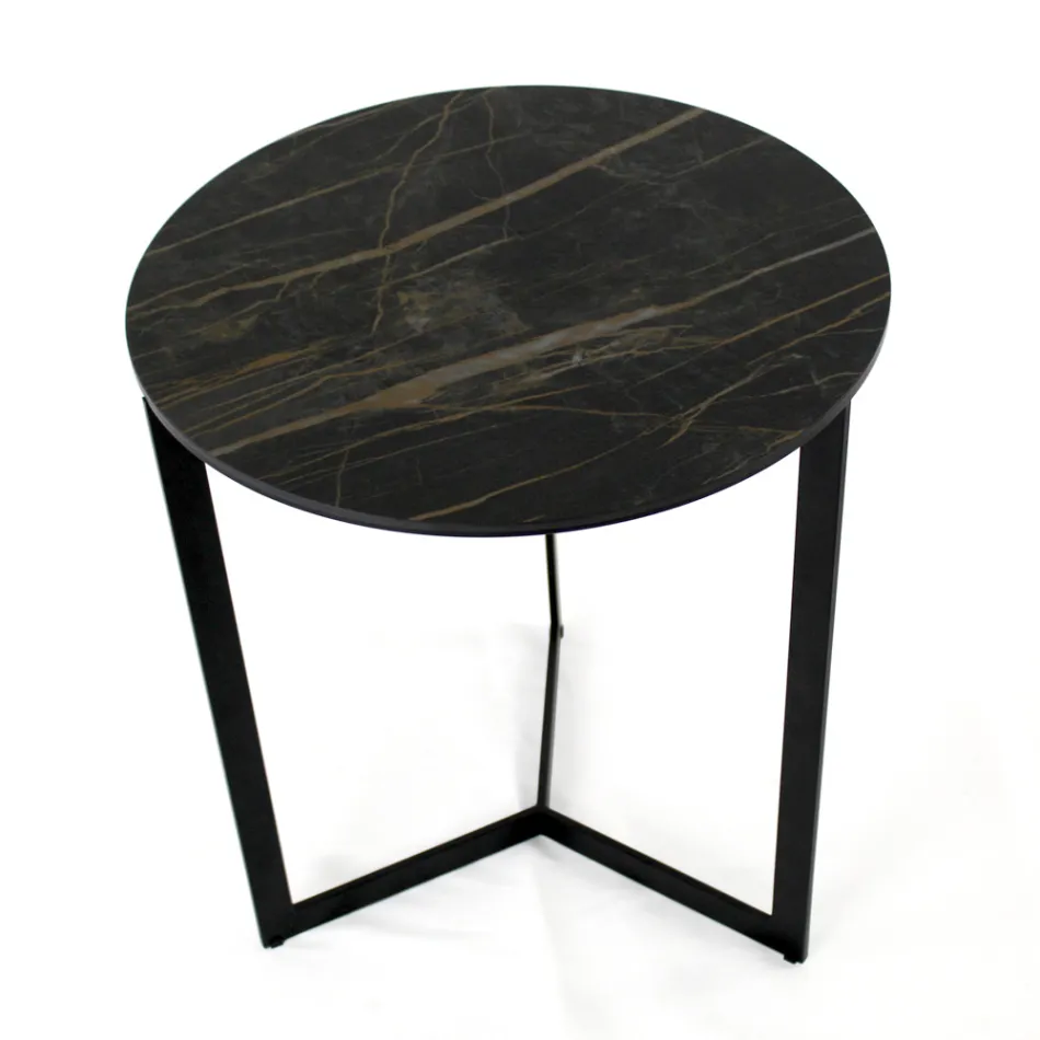 Soffbord i stengods med stålunderrede Tillverkat i Italien - Aspira Viadurini