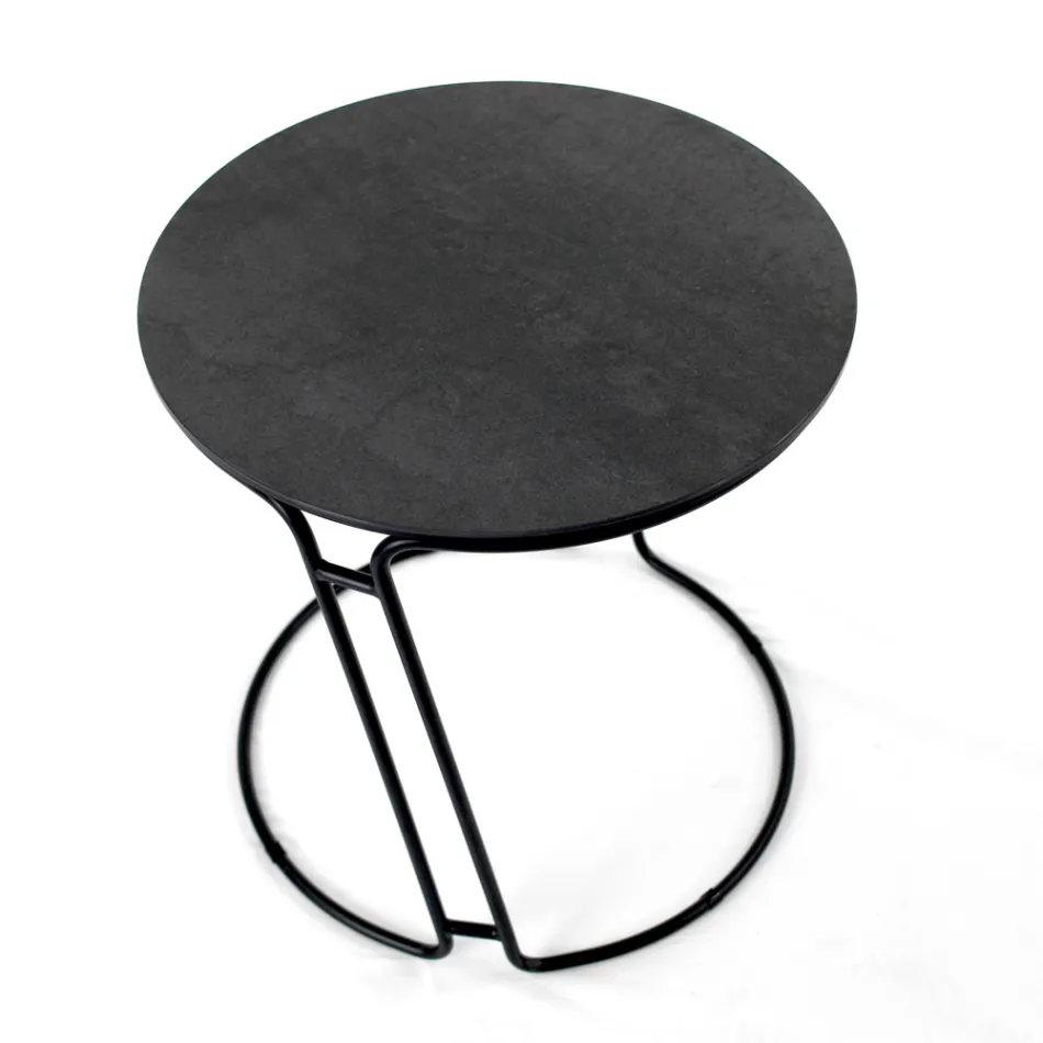 Soffbord i porslin Grès och rund bas Tillverkat i Italien - Tullia Viadurini