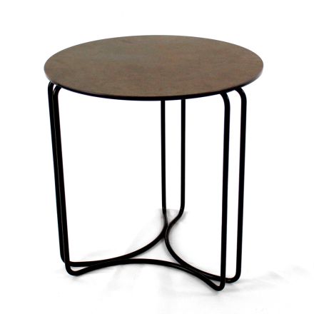 Soffbord i runt stengods och underrede med 3 halvmånar Tillverkat i Italien - Arepa Viadurini