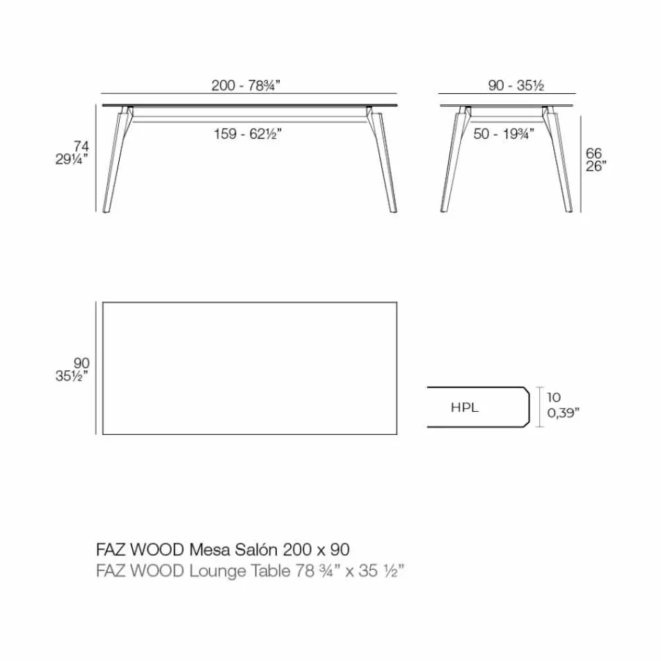Soffbord i vitt eller svart laminat i 2 storlekar - Faz Wood av Vondom Viadurini