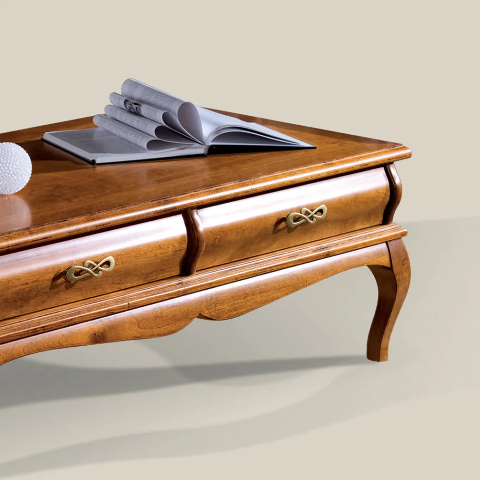 Soffbord i valnötsträ med låda Tillverkat i Italien - Hastings Viadurini