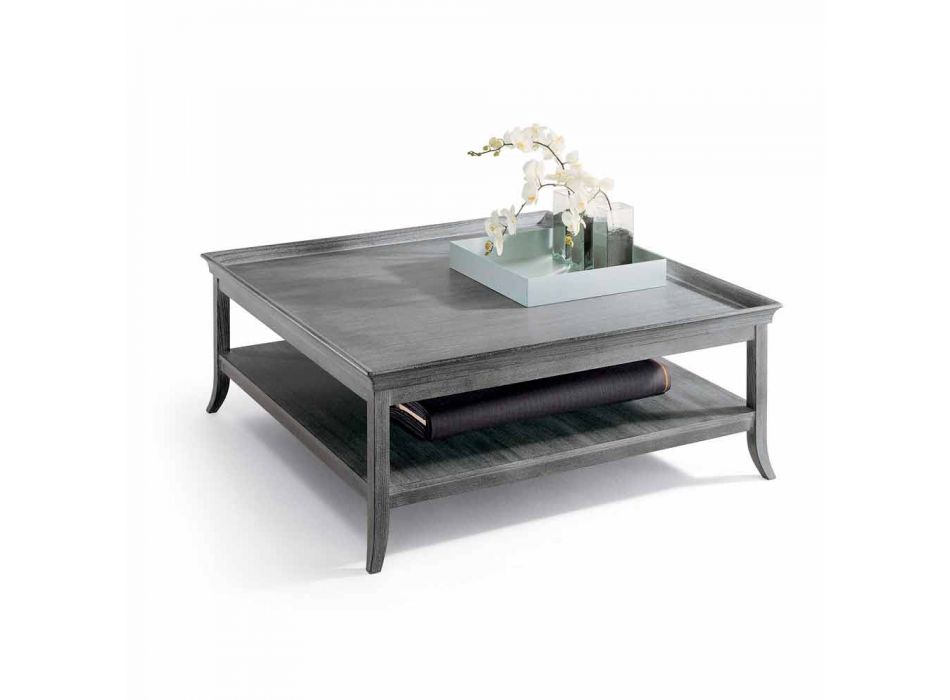 Soffbord i silver lackad trä lounge, L130xP130 cm, Berit Viadurini