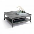 Soffbord i silver lackad trä lounge, L130xP130 cm, Berit