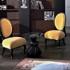 Soffbord Massivt trä kaffe och kristall 60cm diameter, Margo Viadurini