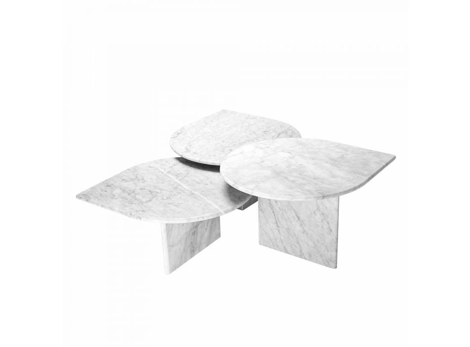 Soffbord i vitt Carrara marmorformat av 3 stycken - Marsala Viadurini
