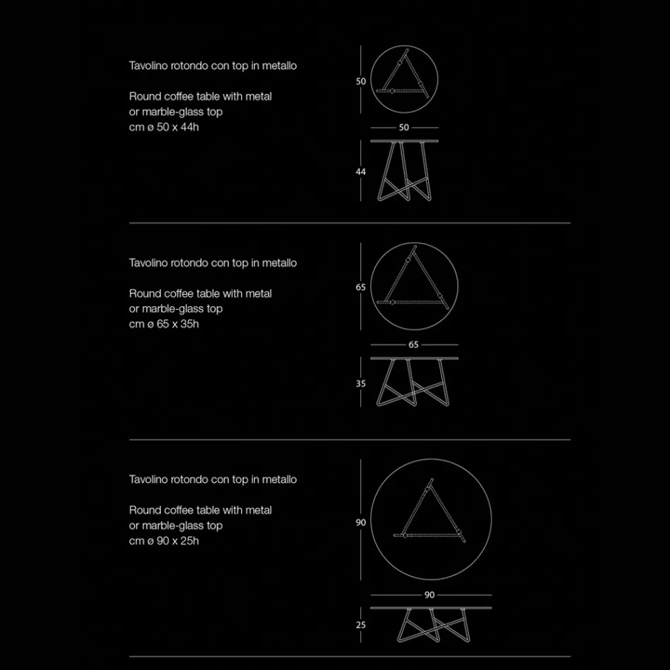 Soffbord i färgad metall och 3 storlekar, tillverkat i Italien - Magali Viadurini