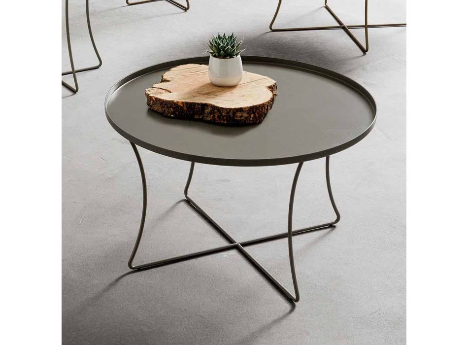 Metallsoffbord med behållarbricka Tillverkad i Italien - Numbo Viadurini