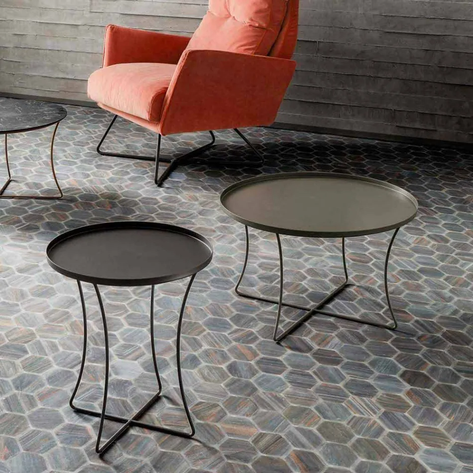 Metallsoffbord med behållarbricka Tillverkad i Italien - Numbo Viadurini