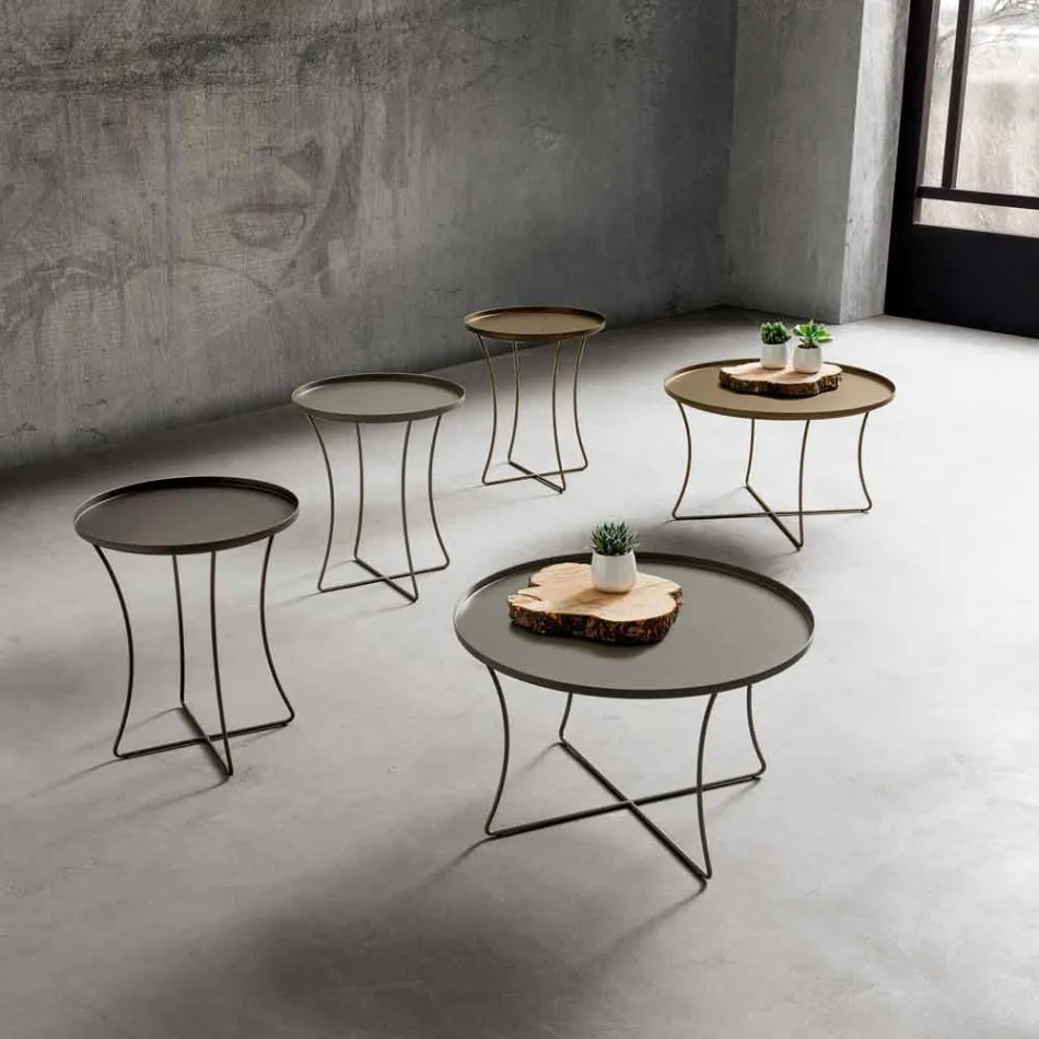 Metallsoffbord med behållarbricka Tillverkad i Italien - Numbo Viadurini