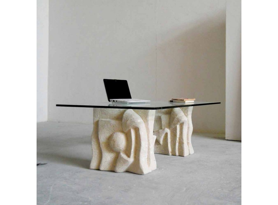 Modernt design sten och kristall soffbord Priamo-S Viadurini