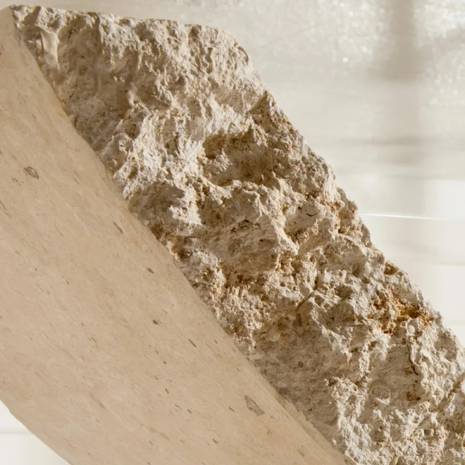 Fossil Stone Soffbord med Transparent Glasskiva - Kansas Viadurini