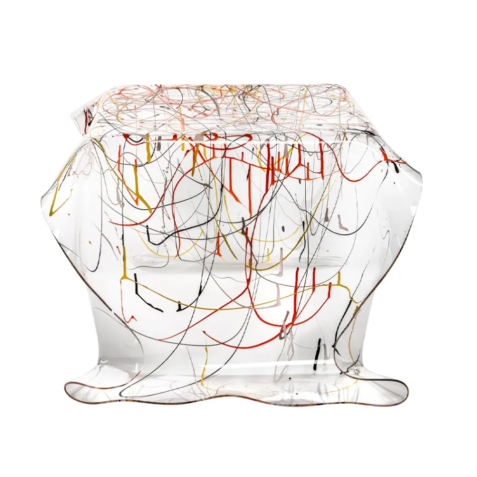 Handdrappat soffbord i plexiglas tillverkat i Italien - Pippo Viadurini